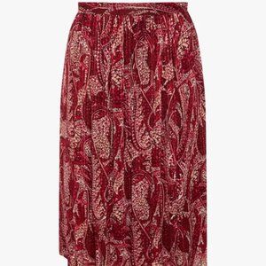 Gerard Darel Balma Pleated Midi Skirt, Burgundy